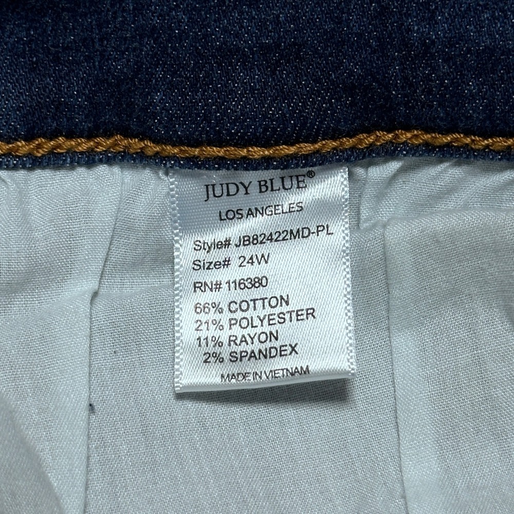 Judy Blue Skinny Jeans Women 24W‎ Raw Released Hem Side Slit Medium Wash Blue - Picture 5 of 16